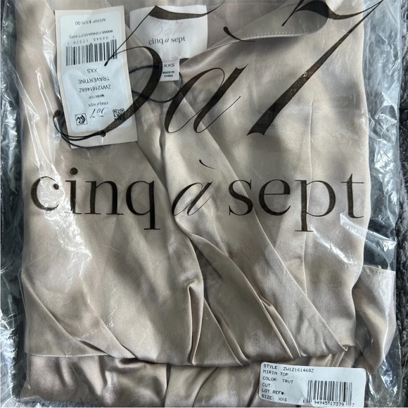 Cinq à Sept Women's Silk Mirin Draped Cinched Asymmetrical Camisole Tan Top XXS - Picture 8 of 8